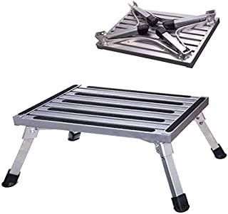 Jiahe Portable RV Steps Platform Foldable Anti-Slip Rubber Feet 330lbs Load Capacity Durable Ladder Caravan Camping Tool Portable 