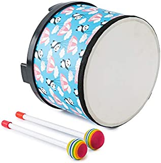 Bongo Tom Drum Floor Drum for Kids 8 inch Montessori Percussion Music Instrument Drum with 2 Mallets for Baby Children Special Christmas Birthday Gift. (Blue Drum)