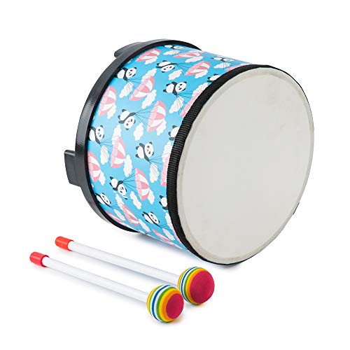 Bongo Tom Drum Floor Drum for Kids 8 inch Montessori Percussion Music Instrument Drum with 2 Mallets for Baby Children Special Christmas Birthday Gift. (Blue Drum)