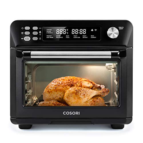 COSORI Smart 12-in-1 Air Fryer Toaster Oven Combo, Countertop Dehydrator for Chicken, Pizza and Cookies, Christmas Gift, Recipes & Accessories Included, Work with Alexa, 25L, 25 L-Black