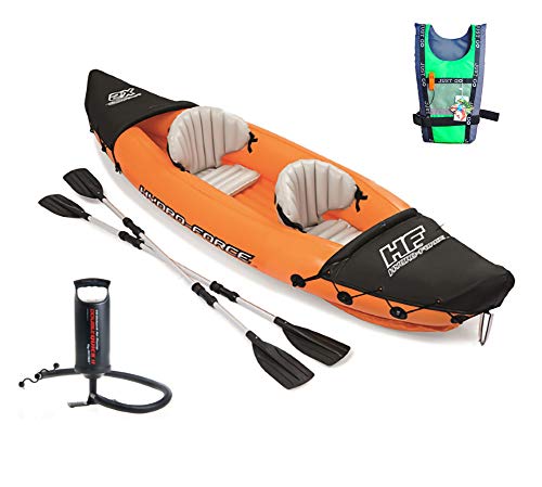 Flydem Inflatable Kayak,Set with Aluminum Oars and High Output Air Pump,2-Person (2)