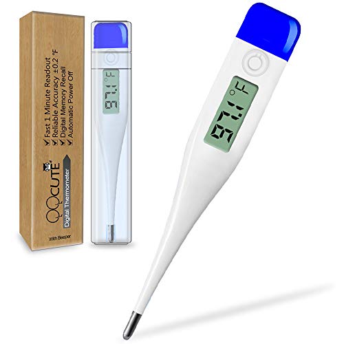 QQcute Digital Body Thermometer - Clinical Basic Thermometer with Accurate and Fast Readings - Underarm, Oral, Rectal Thermometer for Newborns, Babies, Kids, and Adults