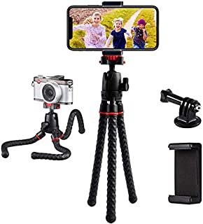 Phone Tripod LINKCOOL 360 Degree Rotation Flexible Octopus Travel Tripod for iPhone/Smartphone/Ipad/DSLR/Sports Action Camera with Bluetooth Wireless Remote Shutter - Black