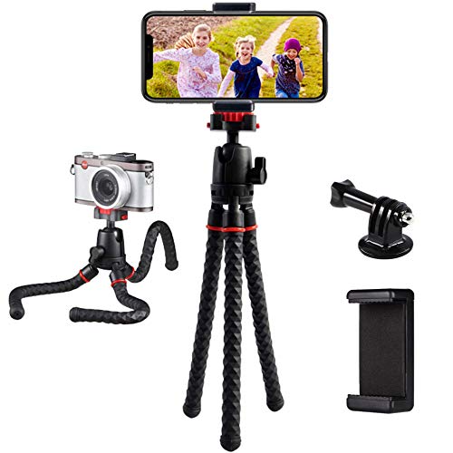 Phone Tripod LINKCOOL 360 Degree Rotation Flexible Octopus Travel Tripod for iPhone/Smartphone/Ipad/DSLR/Sports Action Camera with Bluetooth Wireless Remote Shutter - Black