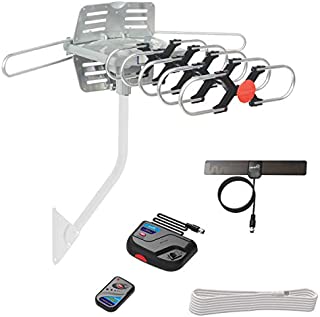 ViewTV Outdoor Antenna Digital Amplified HDTV Antenna Motorized 360 Degree Rotation Wireless Remote 1080p 4K Ready up to 150 Miles Range with 40 ft coax Cable, Mini Indoor TV Antenna