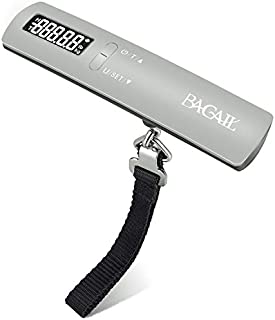 BAGAIL Digital Luggage Scale, 110lbs Hanging Baggage Scale with Backlit LCD Display, Portable Suitcase Weighing Scale, Travel Luggage Weight Scale with Hook, Strong Straps for Travelers Grey