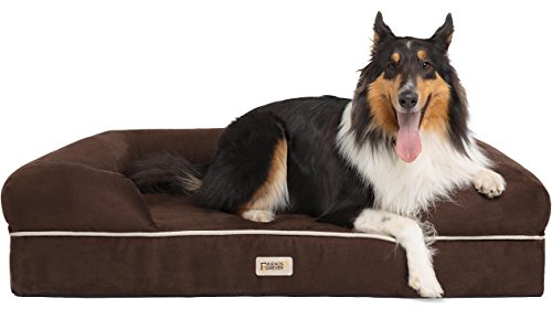 Friends Forever Orthopedic Dog Bed Lounge Sofa Removable Cover 100% Suede Mattress Memory-Foam With Bolster Rim Premium Prestige Edition