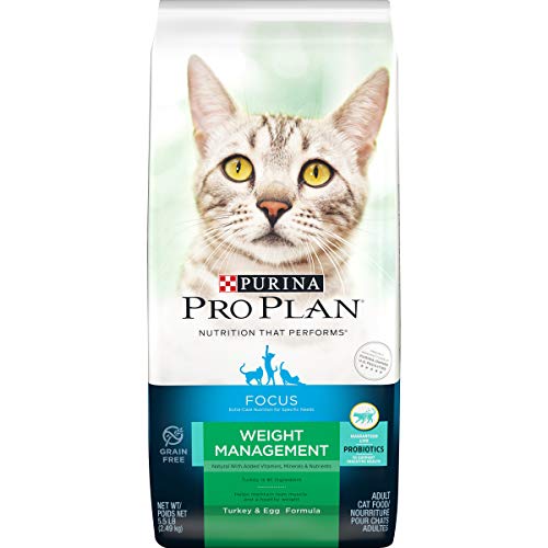 Purina Pro Plan With Probiotics, Grain Free Dry Cat Food, FOCUS Weight Management Turkey & Egg - 5.5 lb. Bag