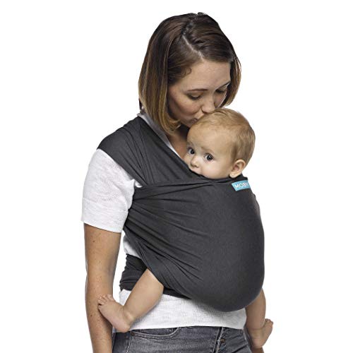 Moby Wrap Baby Carrier | Evolution | Baby Wrap Carrier for Newborns & Infants | #1 Baby Wrap | Baby Gift | Keeps Baby Safe & Secure | Adjustable for All Body Types | Perfect for Mom & Dad | Charcoal