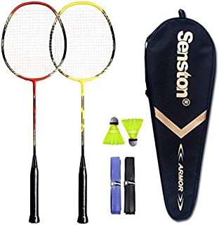 Senston - 2 Player Badminton Racket Set - Including 1 Badminton Bag/2 Rackets/2 Badminton /2 Grip­