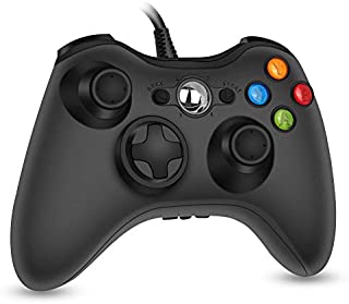 RegeMoudal Wired Controller for Microsoft Xbox 360 and Windows PC (Windows 10/8.1/8/7) with Dual Vibration and Ergonomic Wired Game Controller (Black)
