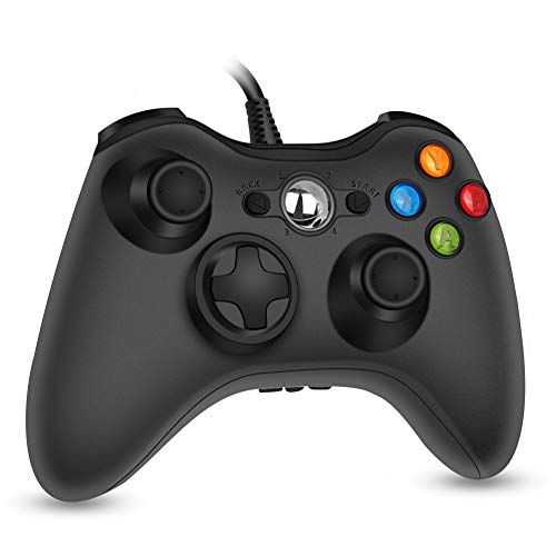RegeMoudal Wired Controller for Microsoft Xbox 360 and Windows PC (Windows 10/8.1/8/7) with Dual Vibration and Ergonomic Wired Game Controller (Black)