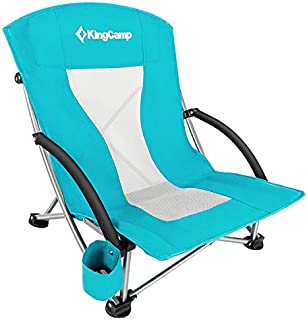 KingCamp Low Sling Beach Chair for Camping Concert Law, Low and High Mesh Back Two Versions