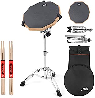 Practice Drum Pad Set 12 Inch Silicone Exercise Pads Mat for Adult Kids with Snare Drum Stand Double Sided Drumsticks Bag