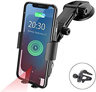 NPET Wireless Car Charger Mount, Qi 10W Fast Charging Automatic Clamping Windshield Phone Mount Dashboard Holder for Qi-Enabled Cell Phones iPhone 11/Xs/Max/XR/X, Samsung Galaxy Note 10/s10/9/ S9/