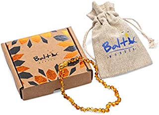 Baltic Wonder Baltic Amber Necklace (Baroque Honey) Unisex - 100% Certified Authentic Baltic.