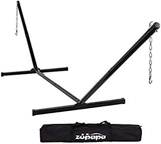 Zupapa Hammock Stand Fit for 12-15 Feet Hammock, 2 Person Heavy Duty 550 LBS Capacity with 2 Steel Chains 1 Carry Bag, Outdoor Indoor Use Steel Hammock Frame