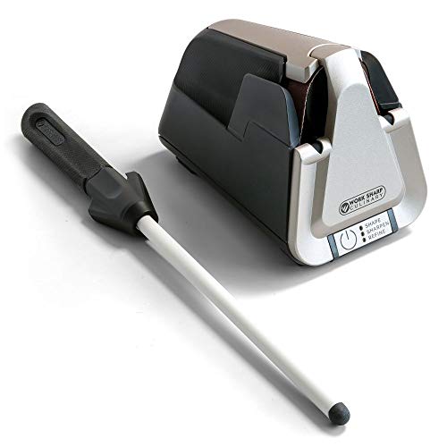 Work Sharp Culinary Kitchen Knife Sharpener with Ceramic Honing Rod, Gray, 7.2 x 4.5 x 5.2 inches