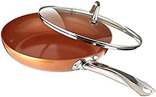 Copper Chef 10 Inch Round Frying Pan With Lid - Skillet with Ceramic Non Stick Coating. Perfect Cookware For Saute And Grill