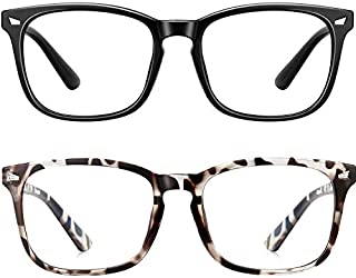 Blue Light Blocking Glasses Square Computer Glasses Women/Men, Nerd Reading Gaming Glasses Non Prescription (Black+Bean Flower)