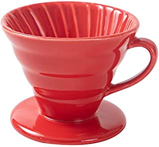 Airmoon Coffee Dripper, Ceramic Pour Over Coffee Maker, Reusable Coffee Filter Cup, Slow Brewing Accessories for Home, Cafe, Restaurants (Red, Size 02)