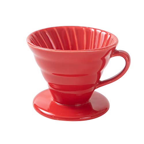 Airmoon Coffee Dripper, Ceramic Pour Over Coffee Maker, Reusable Coffee Filter Cup, Slow Brewing Accessories for Home, Cafe, Restaurants (Red, Size 02)