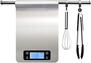 Digital Food Scale with Brushed Metal, Kitchen Scale Pounds and ounces, Smart Scale Stainless Steel hanging, Precise to 1g/0.01oz for Jewelry, Shipping, Cooking, Baking and Dieting, Larger Workspace