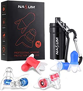 Concert Earplugs NASUM2020 UpgradedHigh Fidelity EarPlugs 4 Pairs 3-Layer Filter of Noise Reduction Earplugs for Concerts, Musicians, DJ Events, Percussions, Nightclub, Airplane