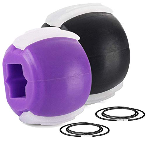 Jaw Exerciser, Jawline Exercise, Face and Neck Exerciser - Double Chin Reducer, Face Slimmer, Mouth Exerciser, Slim and Tone Your Face - Helps Reduce Stress and Cravings, Facial Exerciser - Purple, Black