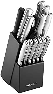 Farberware Stamped 15-Piece High-Carbon Stainless Steel Knife Block Set, Steak Knives