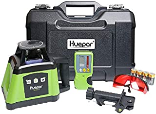 Huepar Electronic Self-Leveling Rotary Laser Level Kit -360 Horizontal Laser Beam Interior/Exterior Rotating Laser Level Tool, Receiver, Protective Glasses, Alkaline Battery, Hard Case Kit RL200HR