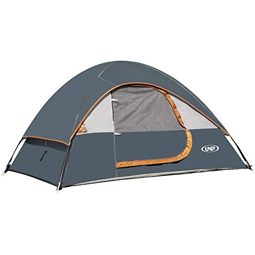 unp Camping Tent 2 Person-Grey- Lightweight with Rainfly Easy Set-up Portable-Dome-Waterproof-Ideal for Outdoor Activities, Beach, Backyard Tent