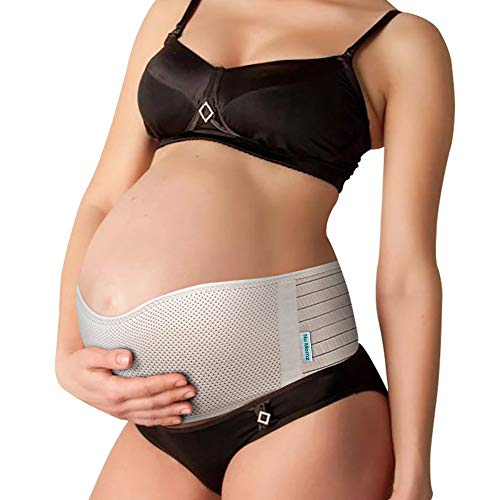 Nu Momz Pregnancy Belt, Breathable Belly Support Band, Premium Maternity Belt for Back, Hip & Pelvic Relief - Pregnancy Back Brace - One Size - Beige