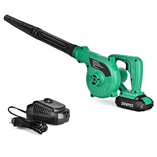 Cordless Leaf Blower - 20V 2.0 Ah Lithium Battery 2in1 Sweeper / Vacuum for Blowing Leaf, Clearing Dust & Small Trash,Car, Computer Host, Hard to Clean Corner