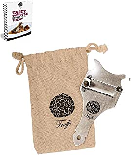 5 Truffle Slicer & Chocolate Shaver with Chic Fabric Bag, Recipe E-Book & PDF User Guide. Trim Those Truffles! Also Shaves Cheese, Garlic, Mushrooms & Veg! Premium Stainless Steel & Adjustable Blade