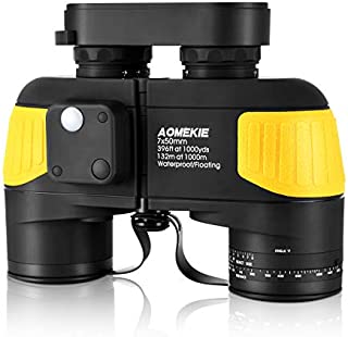 AOMEKIE Marine Binoculars for Adults 7x50 with Low Light Night Vision Compass rangefinder Binoculars Waterproof Fog Proof BAK4 Prism for Navigation Boating Birdwatching Hunting