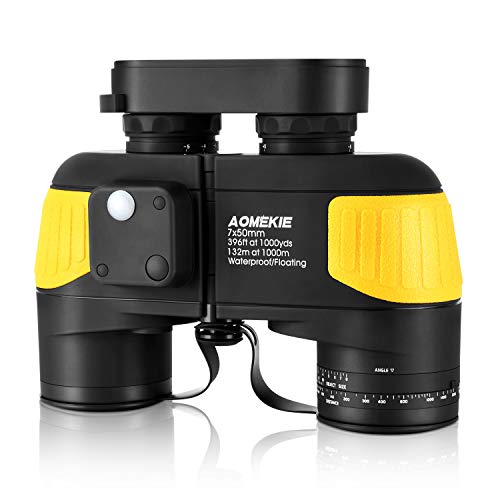 AOMEKIE Marine Binoculars for Adults 7x50 with Low Light Night Vision Compass rangefinder Binoculars Waterproof Fog Proof BAK4 Prism for Navigation Boating Birdwatching Hunting