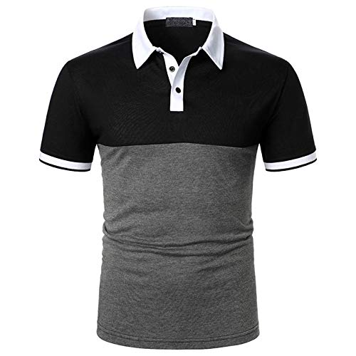 Polo Shirts for Men Lapel Short Sleeve Summer Tee Leisure Performance Contrast Color Patchwork Striped Golf Blouse Tops