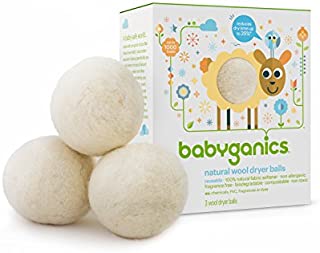 Babyganics Natural Wool Laundry Dryer Balls, 3 ct, Packaging May Vary