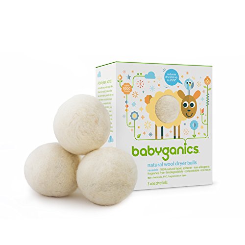 Babyganics Natural Wool Laundry Dryer Balls, 3 ct, Packaging May Vary