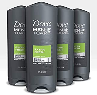 Dove Men+Care Body Wash for Men's Skin Care Extra Fresh Effectively Washes Away Bacteria While Nourishing Your Skin 18 oz 4 Count