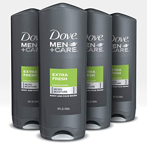 Dove Men+Care Body Wash for Men's Skin Care Extra Fresh Effectively Washes Away Bacteria While Nourishing Your Skin 18 oz 4 Count