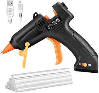 TOPELEK Cordless Hot Glue Gun, Mini Glue Gun Kit with 10Pcs Glue Sticks, USB Charging High Temp Melt Glue Gun for DIY Crafts, Quick Repairs, Decorations, Home, School, Office Arts