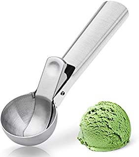 YasTant Premium Ice Cream Scoop  Stainless Steel Ice Cream Scooper with Easy Trigger, Cookie Spoon with Comfortable and Anti-Freeze Handle, Perfect for Frozen Yogurt, Gelatos, Sundaes