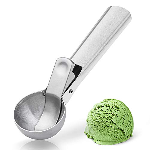 YasTant Premium Ice Cream Scoop  Stainless Steel Ice Cream Scooper with Easy Trigger, Cookie Spoon with Comfortable and Anti-Freeze Handle, Perfect for Frozen Yogurt, Gelatos, Sundaes