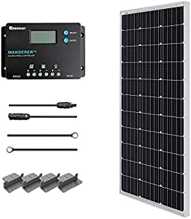 Renogy 100W 12V Monocrystalline Solar Starter Kit w/Wanderer 10A Charger Controller