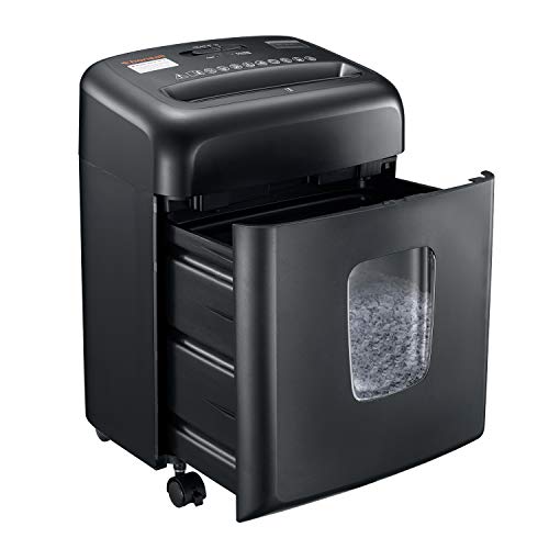 Shredder for Home Office, Bonsaii Micro Cut Paper and Credit Card Shredder, 8 Sheet Paper Shredder with 4 Gallons Transparent Window, Black (C206-D)