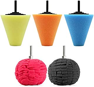 5Pcs Durable Burnishing Foam Sponge Polishing Cone Ball Buffing Pad Car Wheel Hub Cleaner Set for Wheel Hub