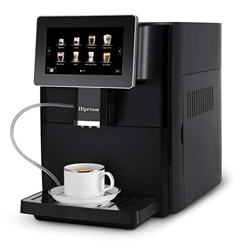 Hipresso Super-automatic Espresso Coffee Machine with Large 7 Inches HD TFT Display for Brewing Americano,Cappuccino, Latte, Macchiato,Flat White, Espresso Drinks