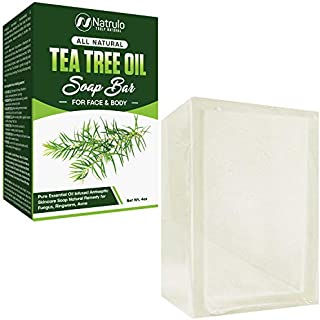 Tea Tree Oil Soap Bar for Face & Body, 4oz  Antifungal Antiseptic Natural Remedy Skin Cleanser  Pure Essential Oil Infused Skincare Cleansing Anti Fungal Bar Soap for Fungus, Ringworm, Acne